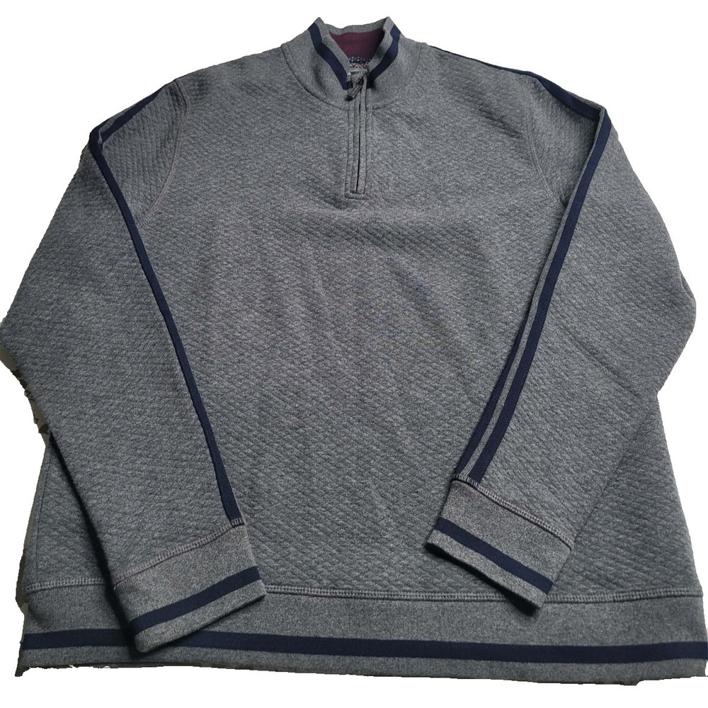 Ted Baker Gray Quilted‎ 1/4 Zip Pullover Men's Size 6 Preppy